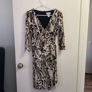 Carmen Marc Valvo Animal Print Wrap Dress Size 2